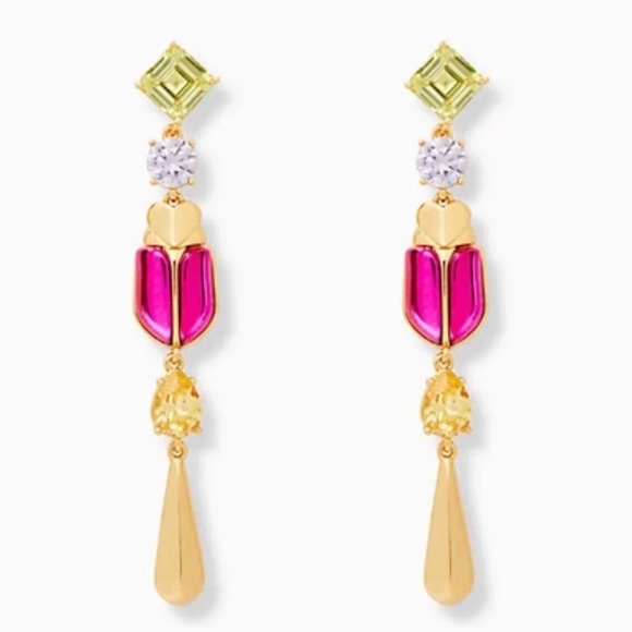 $88 Kate Spade ‘Love Bug’ Beetle Magenta Linear Earrings - Picture 1 of 6
